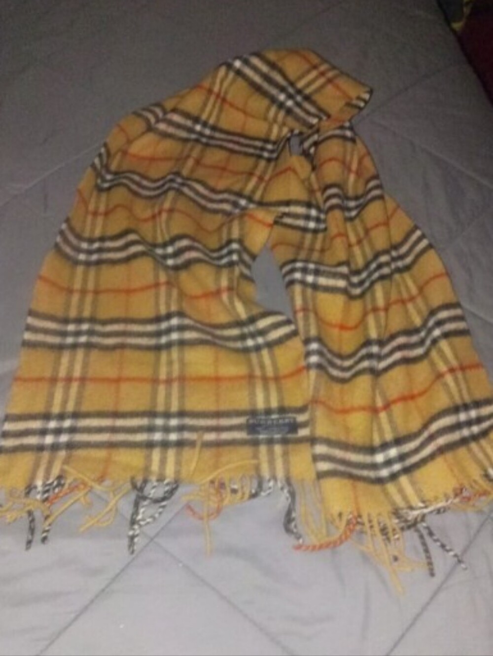 Burberry Authentic Classic Yellow Plaid Fringe Scarf - Unbranded